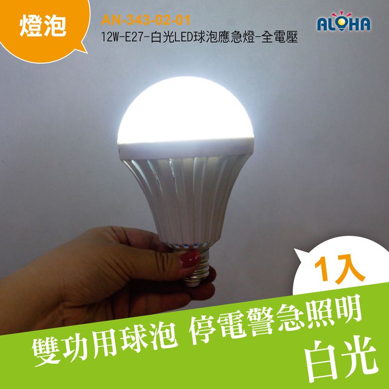 12W-E27-白光LED球泡應急燈-全電壓